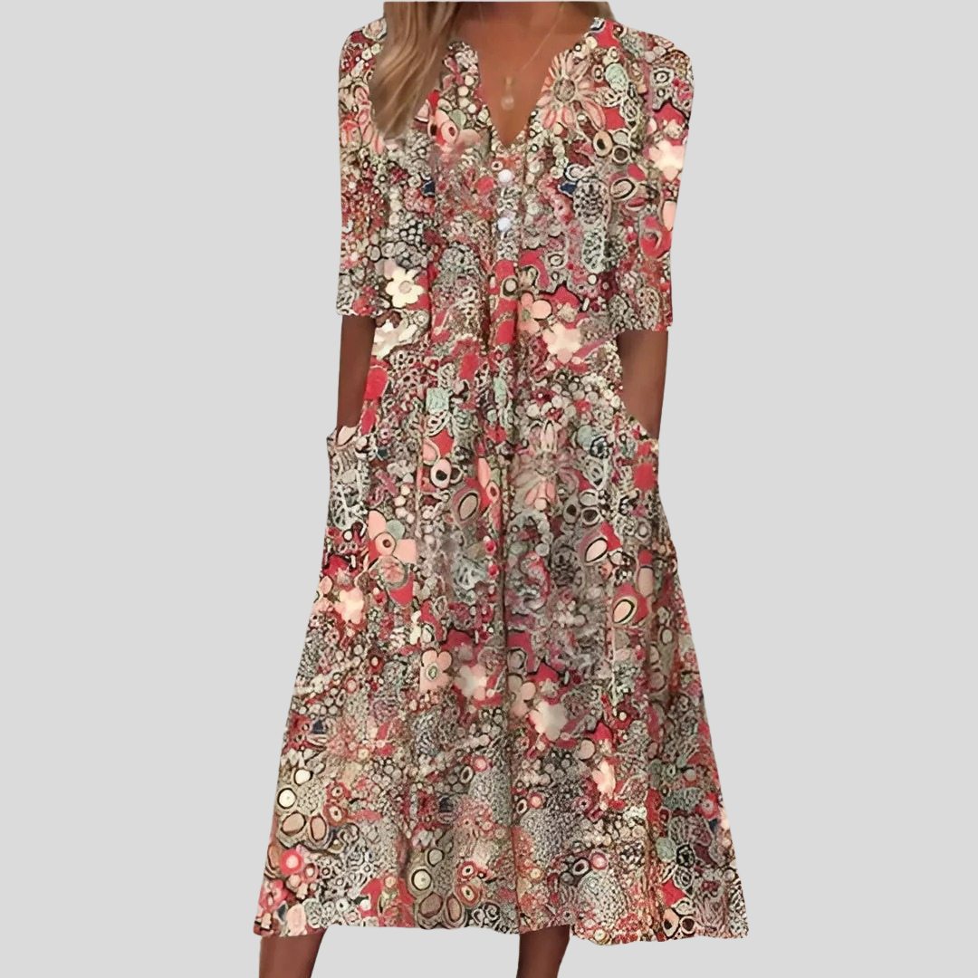 Andrea | Elegante Vestido Midi Floral