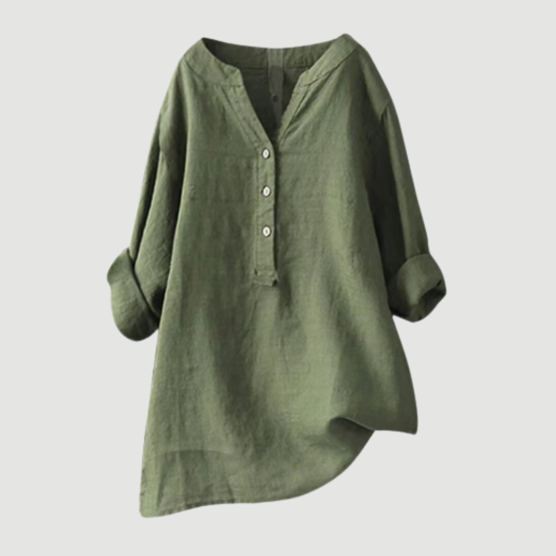 Freja - Camisa de lino vaporosa y cómoda con botones