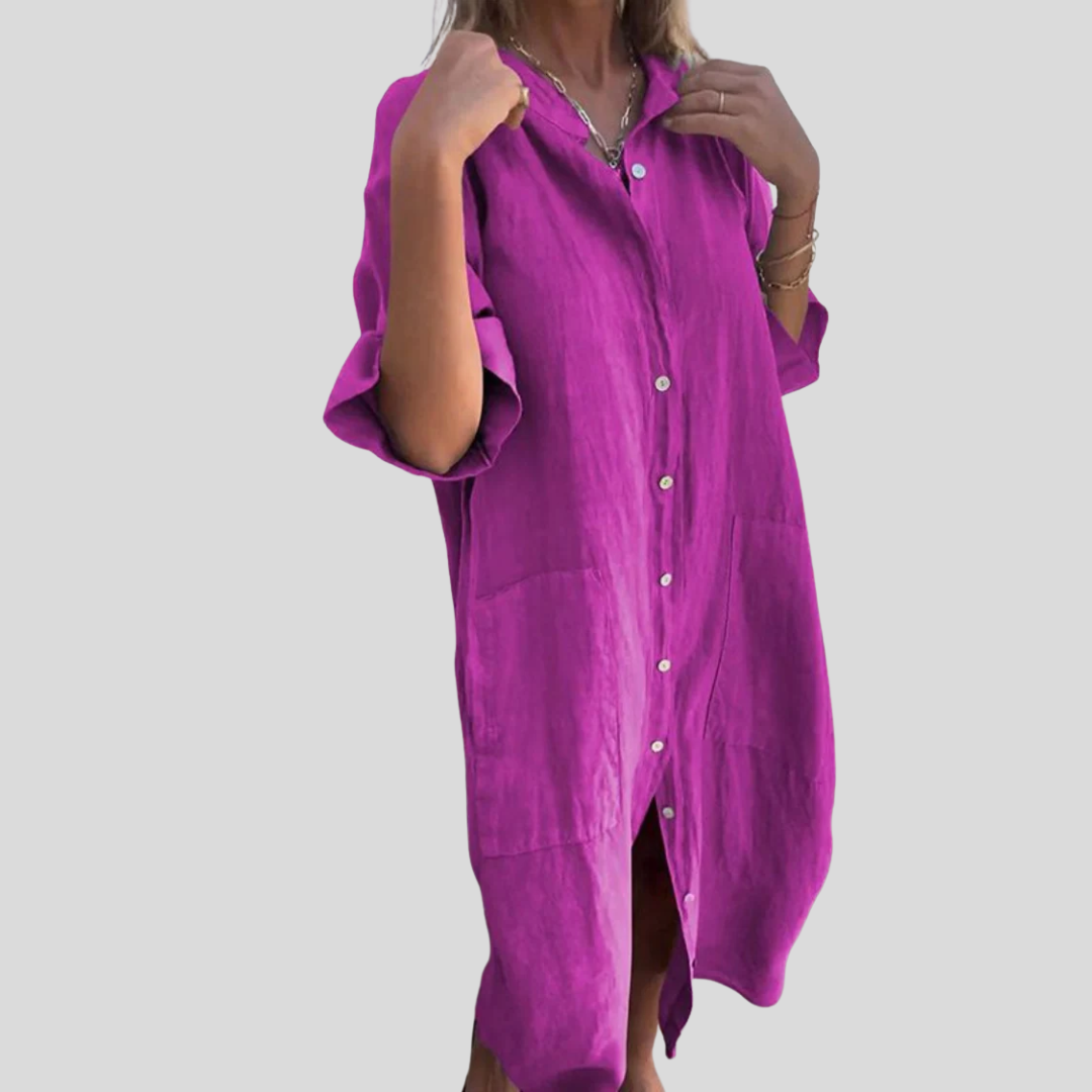 MELANY - VESTIDO CAMISERO INFORMAL HASTA LA RODILLA ESTILO IBIZA