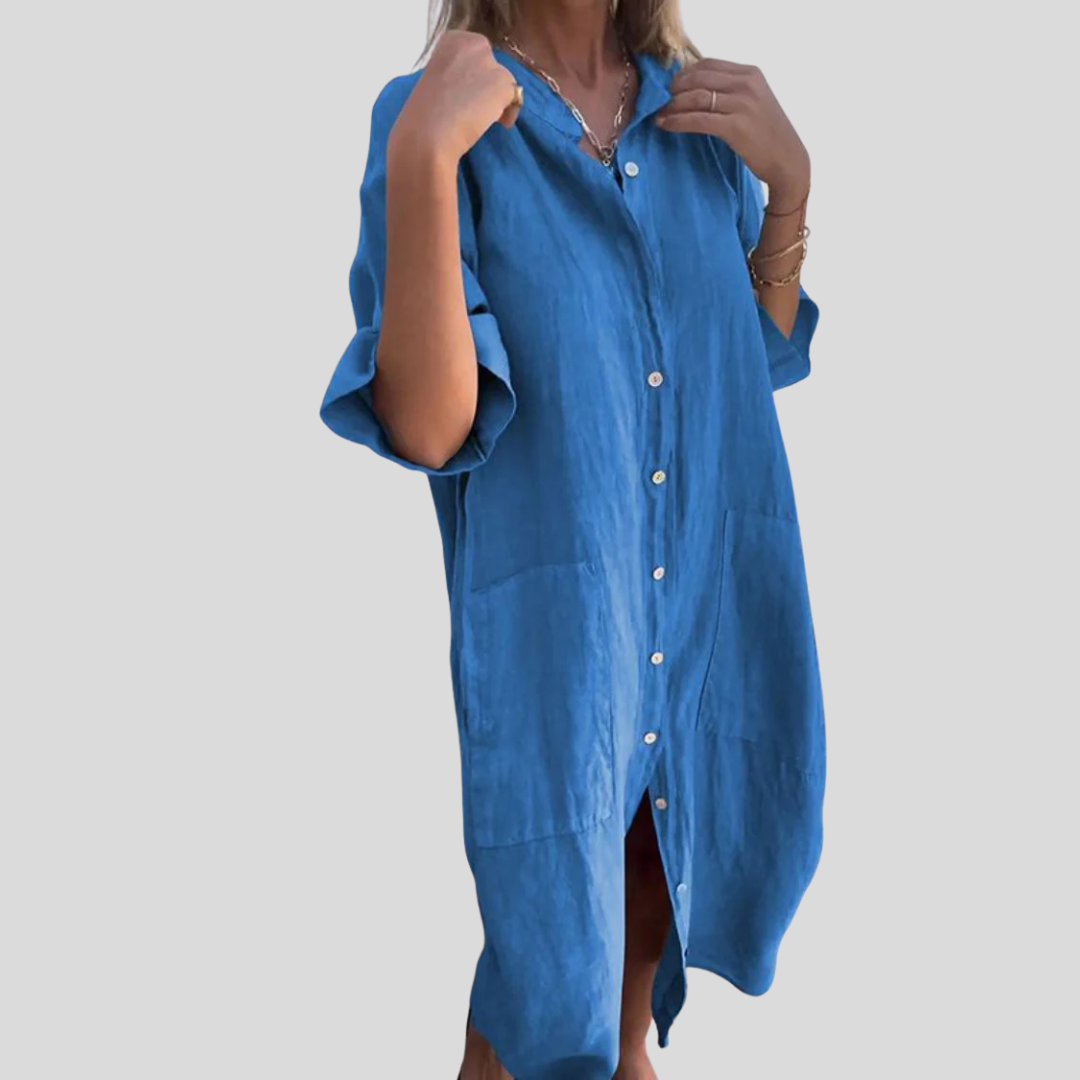 MELANY - VESTIDO CAMISERO INFORMAL HASTA LA RODILLA ESTILO IBIZA