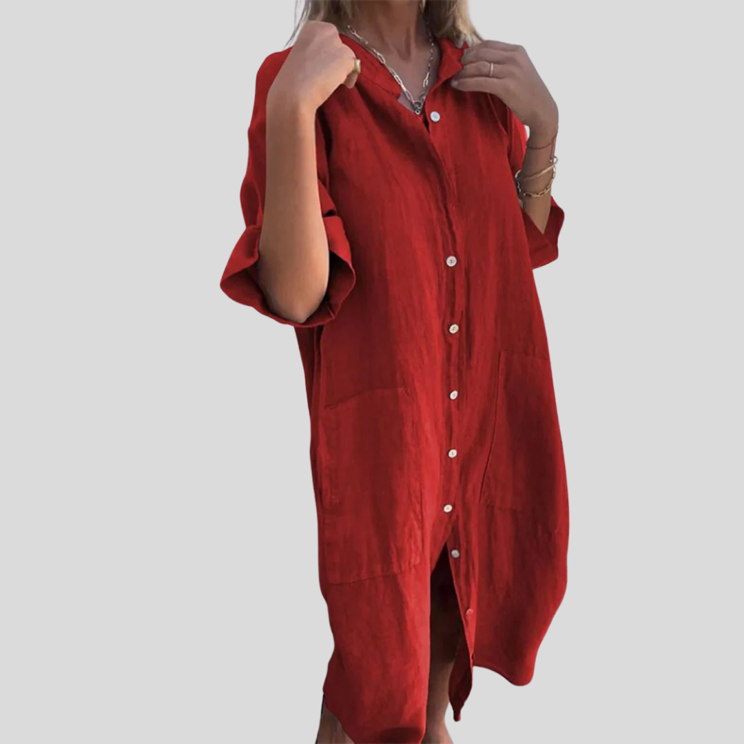 MELANY - VESTIDO CAMISERO INFORMAL HASTA LA RODILLA ESTILO IBIZA