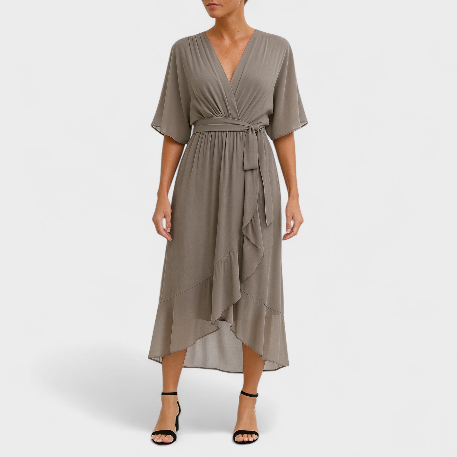 Yalina – Vestido Envelope Elegante com Cintura Ajustável