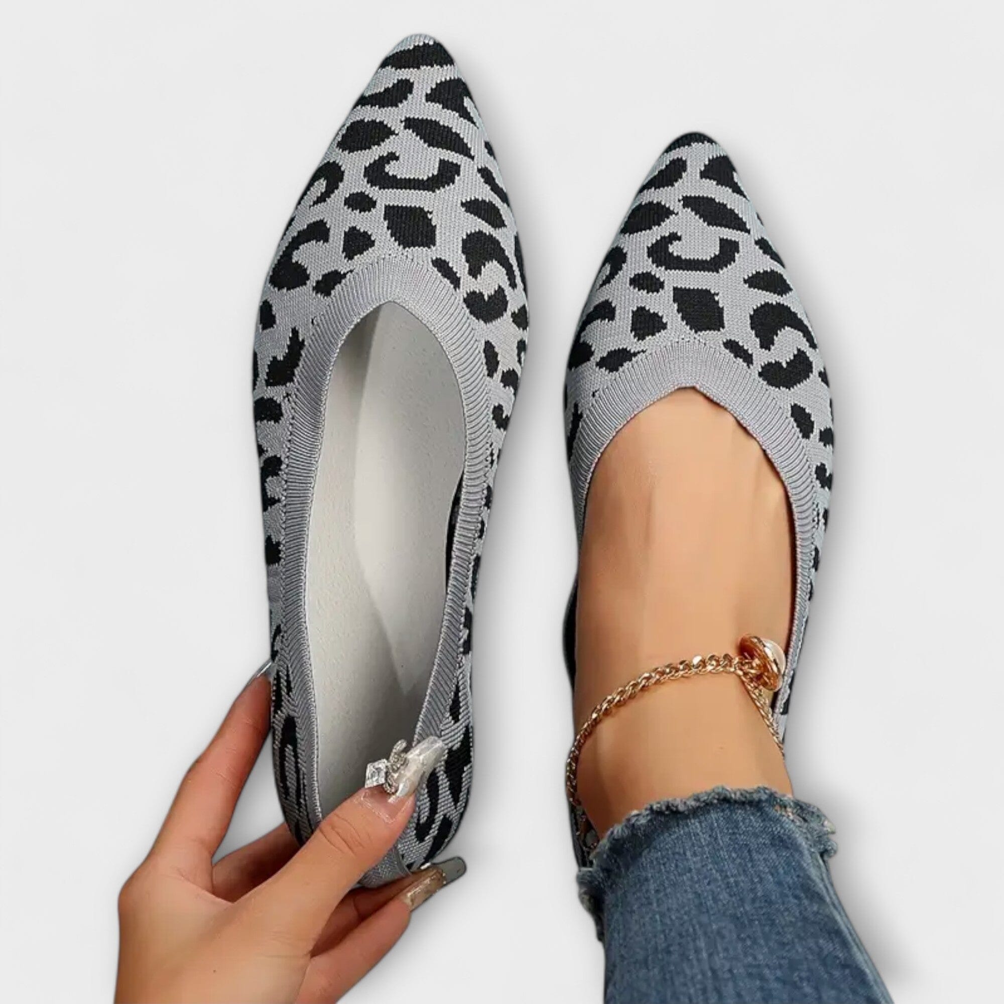 Bailarinas de encaje con estampado de leopardo