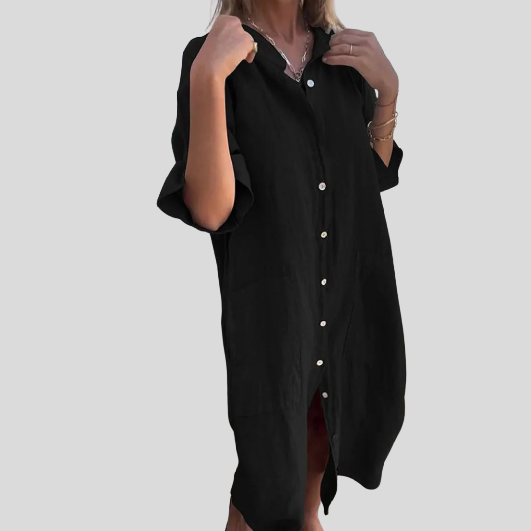 MELANY - VESTIDO CAMISERO INFORMAL HASTA LA RODILLA ESTILO IBIZA