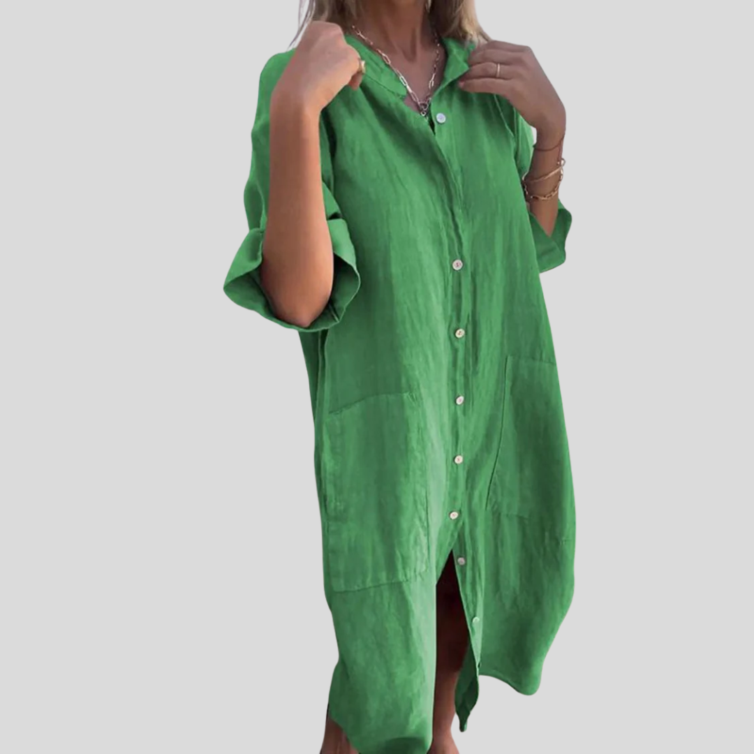 MELANY - VESTIDO CAMISERO INFORMAL HASTA LA RODILLA ESTILO IBIZA