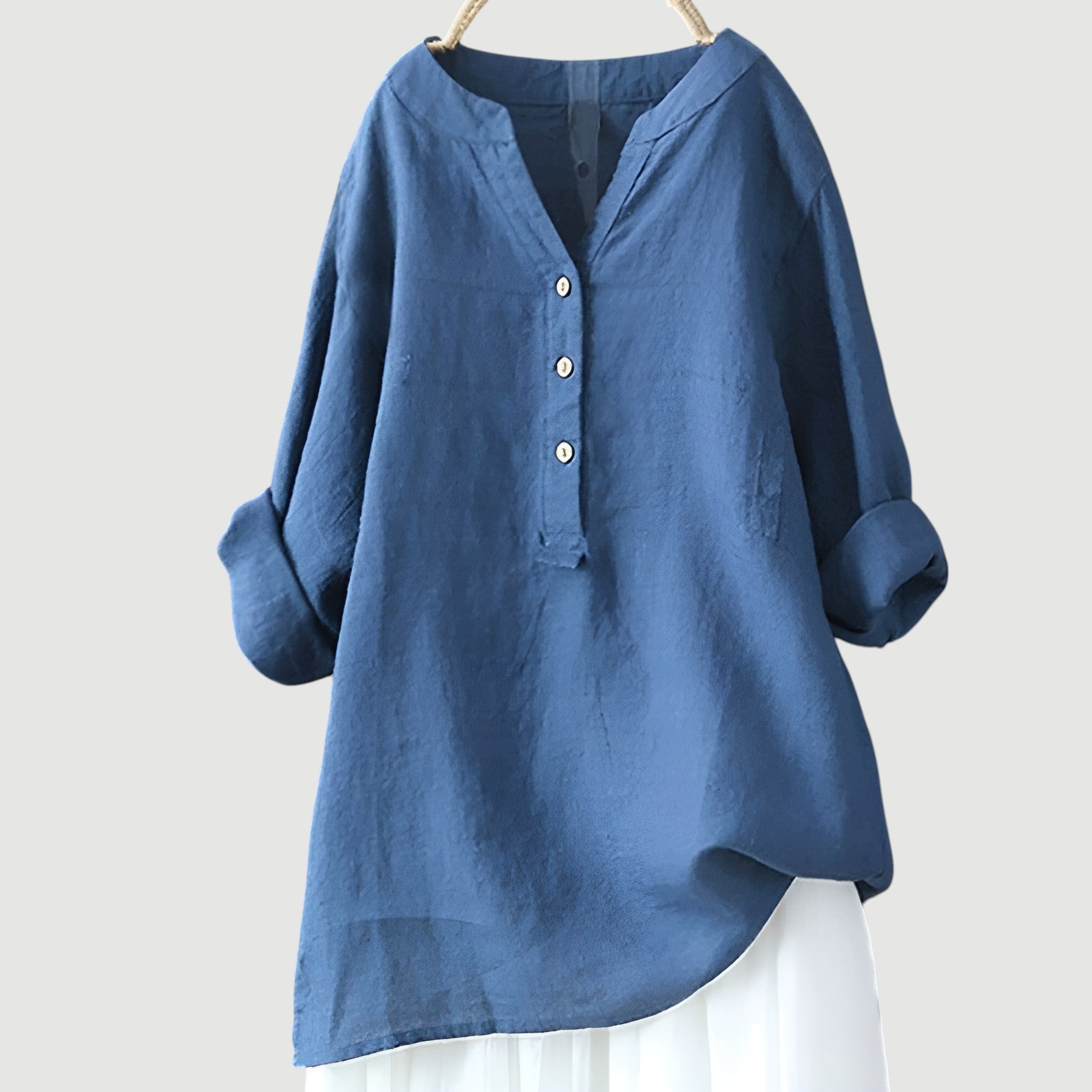 Freja - Camisa de lino vaporosa y cómoda con botones