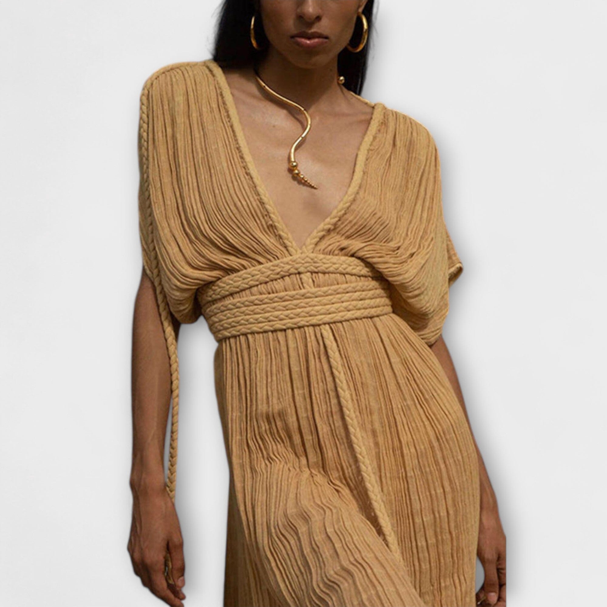 Vestido largo estilo kimono con inspiración griega
