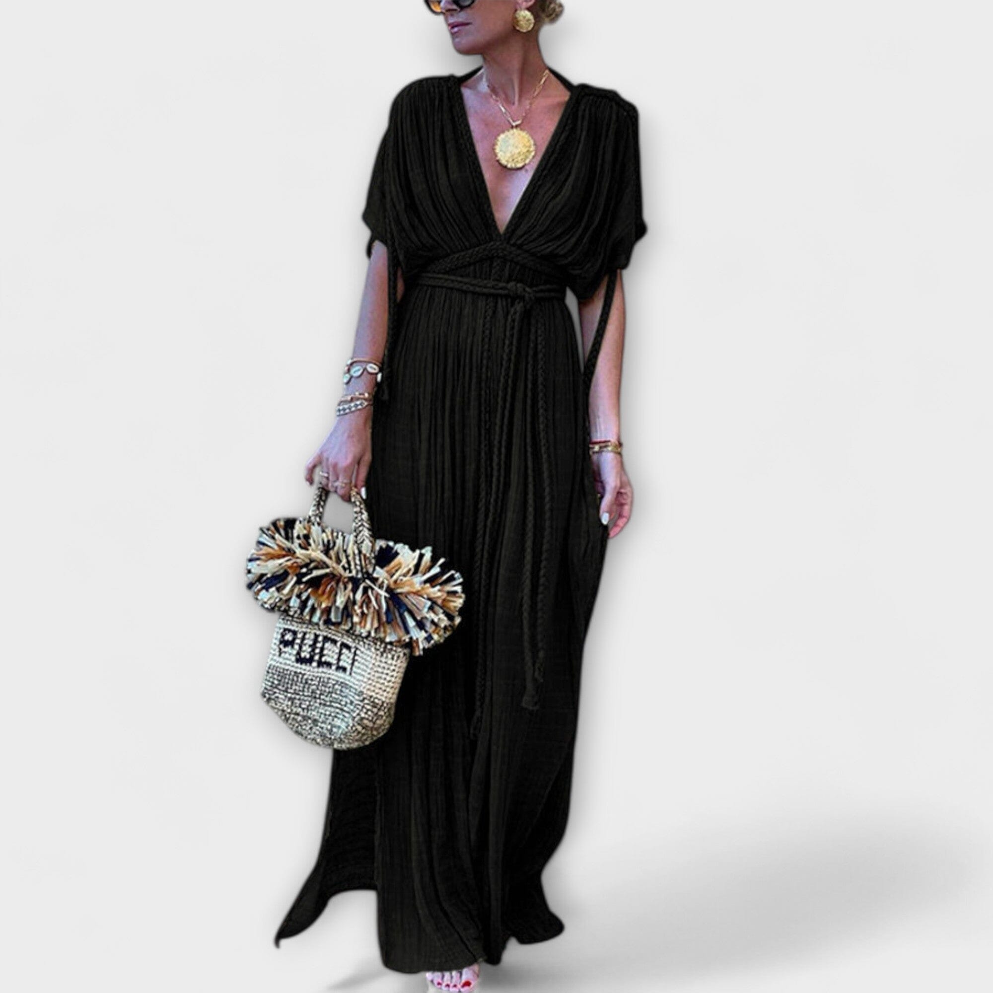 Vestido largo estilo kimono con inspiración griega