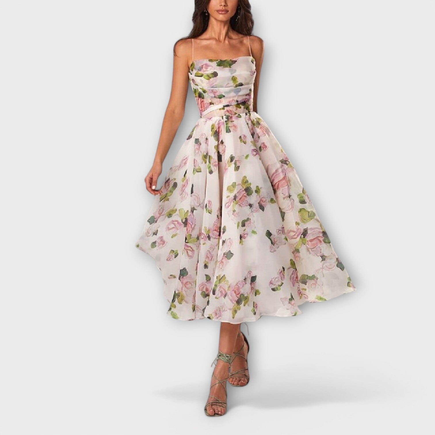 Vestido midi elegante de gasa (chiffón)